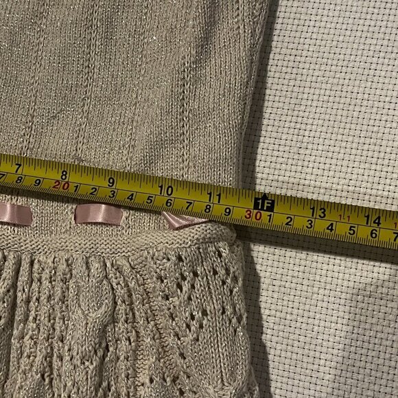 American Girl Knitted Sweater Dress Size 7 Cream Sparkle Glitter Metallic (READ) - Picture 9 of 14